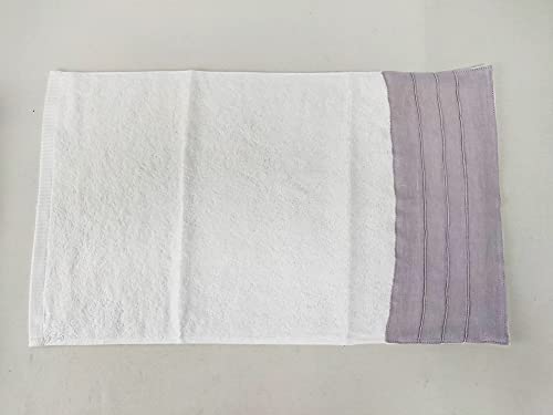 Fennco Styles Two Tone Terry Cotton Towels with Linen Border 12x20 Inch Guest Towels, Set of 4 – Modern Hand Towels for Bathroom Décor, Bar Accessories, Wedding Gifts