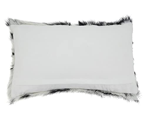 Fennco Styles Zebra Goat Fur Decorative Filled Throw Pillow 18" W x 18" L - Black & White Square Cushion for Couch, Bedroom and Living Room Décor
