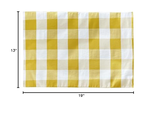 Fennco Styles Classic Buffalo Check Cotton Blend Table Runner 16" W x 36" L - Yellow Holiday Table Cover for Banquets, Christmas, Special Events and Home Décor