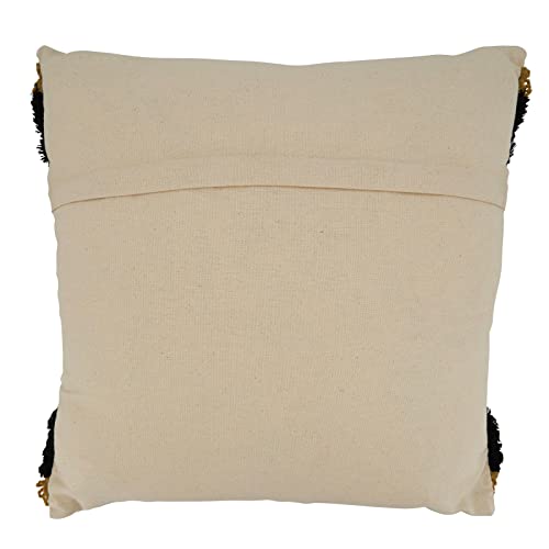 Fennco Styles Embroidered Stripe Cotton Decorative Throw Pillow 20" W X 20" L – Gold Textured Cushion for Couch, Sofa, Bedroom, Office and Living Room Décor