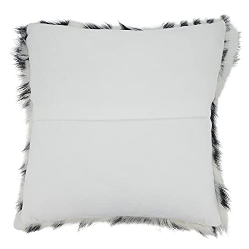 Fennco Styles Zebra Goat Fur Decorative Filled Throw Pillow 18" W x 18" L - Black & White Square Cushion for Couch, Bedroom and Living Room Décor