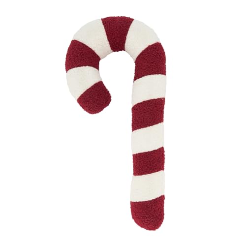 Fennco Styles Festive Candy Cane Shaped Decorative Filled Throw Pillow - Red and White Holiday Accent Pillow for Christmas, Home, Couch, Bedroom, Living Room and Office Decor