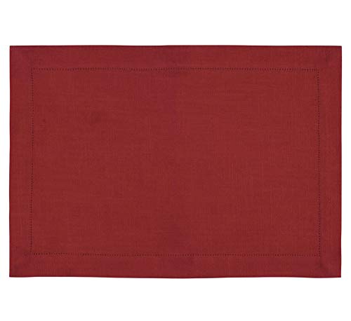Fennco Styles Handmade Hemstitch Traycloth Place mat, Set of 4, Over 20+ Colors (Burgundy)