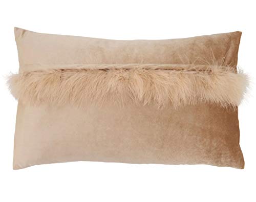 Fennco Styles Velvet with Faux Fur Design Decorative Throw Pillow - White Cushion Case for Couch, Home Décor, Bedroom Décor and Christmas, Housewarming Gift