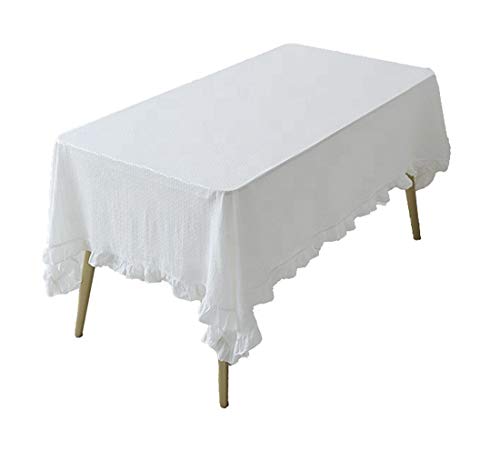 Fennco Styles French Ruffled Border Cotton Woven Tablecloth