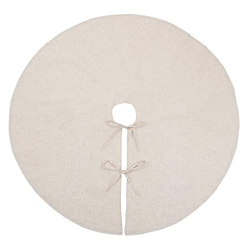 Fennco Styles Red Piping Design Decorative Christmas Tree Skirt 56 Inch Round - Linen Blend Holiday Tree Skirt for Home, Christmas Tree, Indoor Outdoor Decoration