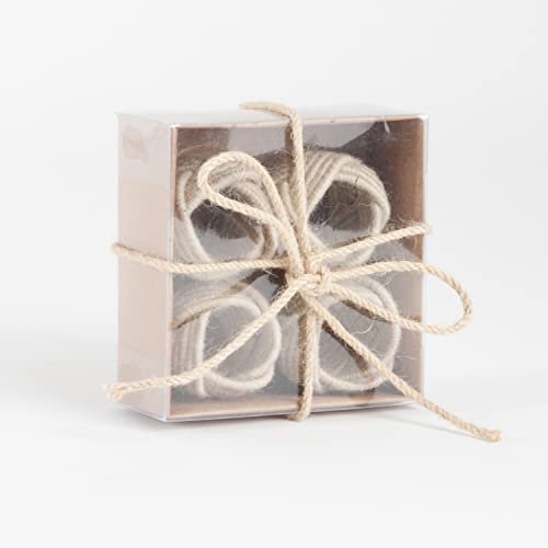 Fennco Styles Classic Braided Jute Napkin Rings, Set of 4 - Ivory Burlap Napkin Holders for Dining Table, Home, Banquets, Holidays, Family Gatherings and Special Events
