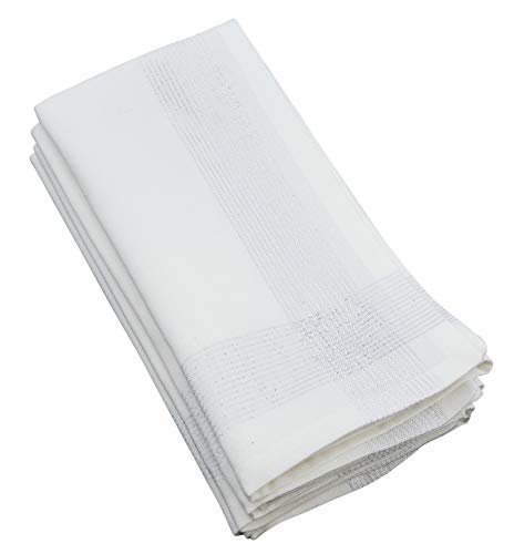 Fennco Styles Splendid Shimmering Striped Tablecloth - White Table Cover for Home Everyday Use, Banquets, Family Gathering and Special Events