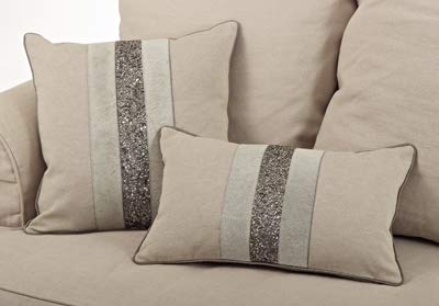 Fennco Styles Posh Beaded Hair On Leather Decorative Down-Filled Throw Pillow 12"W x 20"L - Natural Cushion for Home, Couch, Living Room and Office Decor