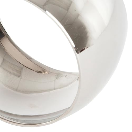 Fennco Styles Silver Round Shape Metal Napkin Rings, Set of 4 - Brass Napkin Holders for Family Dinners, Banquets, Holidays, and Table Décor