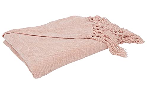 Fennco Styles Hand Knotted Chenille Throw 50" W x 60" L - Solid Throw Blanket for Couch, Living Room, Bedroom, Christmas, Holiday and Home Décor