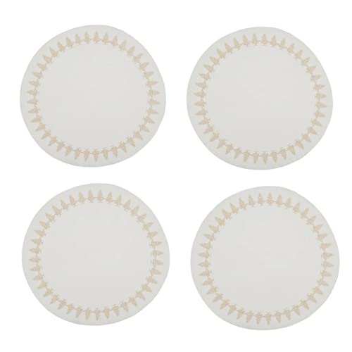 Fennco Styles Christmas Collection Embroidered Design Placemats 14" Round, Set of 4 - Festive Table Mats for Christmas, Winter Holidays, Home Décor, Banquet, Family Gathering, Special Occasion