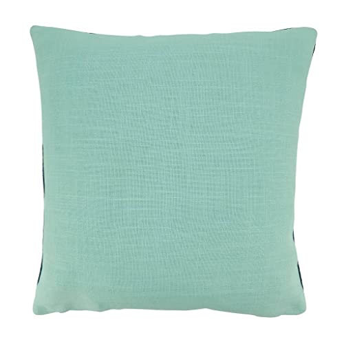 Fennco Styles Nautical Anchor Appliqué Cotton Decorative Throw Pillow 18" W x 18" L – Blue Textured Cushion for Couch, Sofa, Bedroom, Office and Living Room Décor