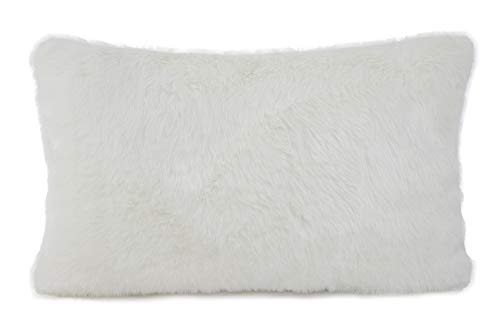 Fennco Styles Faux Fur Design White Holiday Christmas Throw Pillow