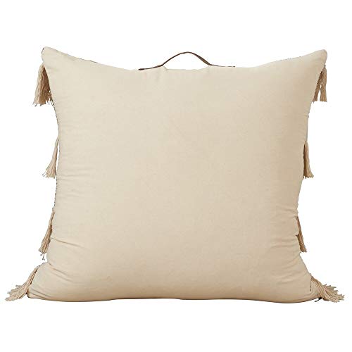 Fennco Styles Two Tone Tassel Design 30 Inch Square Cotton Decorative Floor Throw Pillow – Large Cushion for Couch, Sofa, Bedroom, Office and Living Room Décor