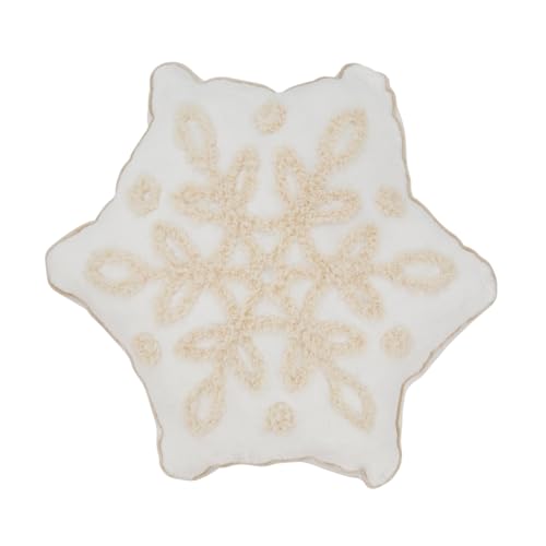 Fennco Styles Embroidered Snowflake Throw Pillow 16" W x 18" L - White Holiday Accent Pillow for Christmas, Couch, Bedroom, Living Room and Office Décor