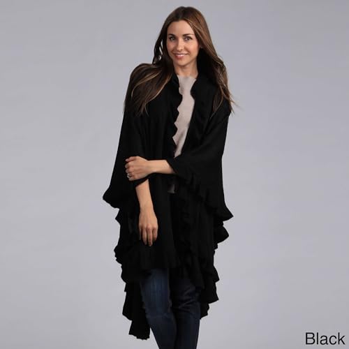 stylesilove Michonne Collection Knit Ruffled 44 x 78 Inch Wrap Poncho Cape for Cold Weather