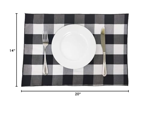 Fennco Styles Buffalo Check Double Layers Reversible Placemats 14" W x 20" L, Set of 4 - Handmade in USA - Plaid Table Mats for Everyday Use, Banquet, Holiday, Family Gathering, Special Occasion