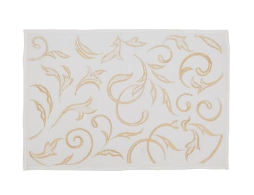 Fennco Styles Gold Embroidered Leaves Christmas Table Runner 16" W x 54" L