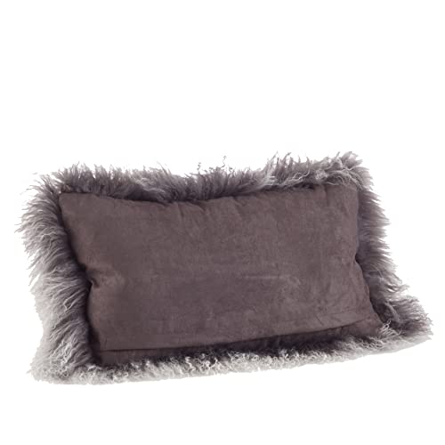 Fennco Styles Genuine Mongolian Lamb Fur Decorative Filled Throw Pillow - Soft Plush Wool Accent Pillow for Home, Couch, Living Room, Office and Holiday Décor