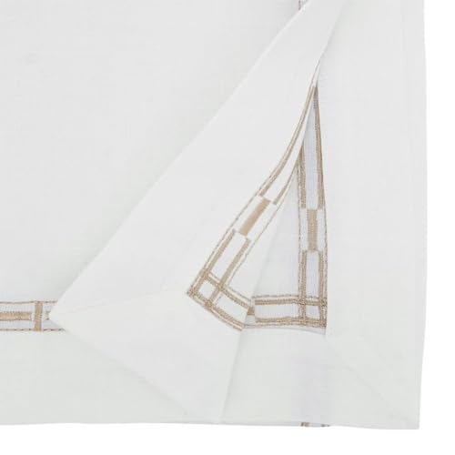 Fennco Styles Gold Embroidered Border Tablecloth 65" W x 90" L - Metallic Design Table Cover for Home Décor, Everyday Use, Christmas, Banquets and Special Events