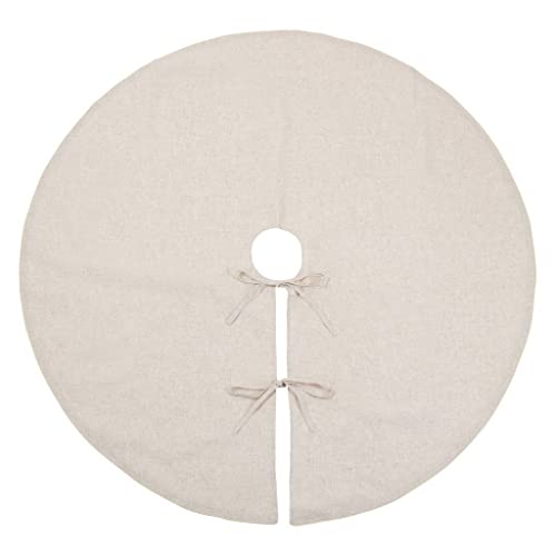 Fennco Styles Red Piping Design Decorative Christmas Tree Skirt 56 Inch Round - Linen Blend Holiday Tree Skirt for Home, Christmas Tree, Indoor Outdoor Decoration