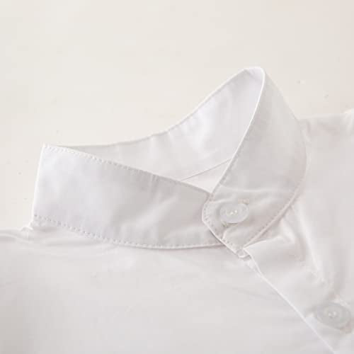 stylesilove Toddler Boys Band Collar Short Sleeve White Cotton Button Down Shirt for Casual, Formal Event, Special Occasions