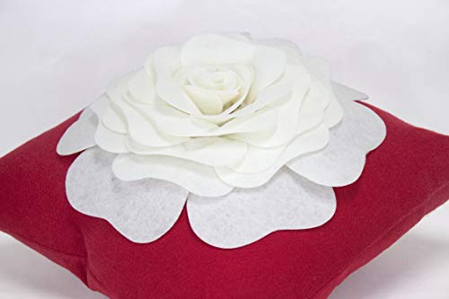 Fennco Styles Large Felt 3D Rose Decorative Throw Pillow 17 x 17 Inch - Flower Pillow for Couch, Home Décor, Bedroom Décor and Holiday, Housewarming Gift