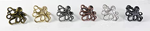 Fennco Styles Coastal Octopus Metal Napkin Rings, Set of 4 - Gold Nautical Napkin Holders for Home Décor, Dining Table, Banquets, Family Gathering and Special Occasions