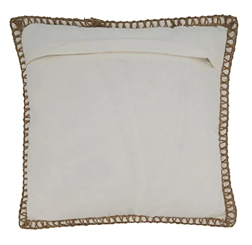 Fennco Styles Striped Whipstitch Cotton Jute Decorative Throw Pillow 18" W x 18" L - Woven Cushion for Home, Couch, Office, Bedroom and Living Room Décor
