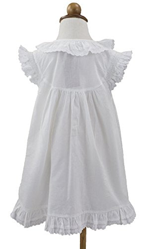 stylesilove Womens Handmade White 100% Pure Cotton Night Dress Sleepwear for Kids and Mother