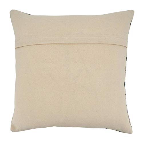 Fennco Styles Boho Rug Design Cotton Decorative Throw Pillow 20-Inch Square - Blue Geometric Cushion for Home, Couch, Living Room, Office and Bedroom Decor