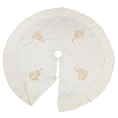 Fennco Styles Embroidered Christmas Tree Skirt 56" Round - Gold Elegant Tree Skirt for Home, Holiday Decoration and Special Occasion