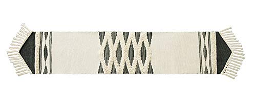 Fennco Styles Geometric Design Canvas Cotton Table Runner with Tassels – 14”W x 71”L Table Cover for Home Décor, Dining Table, Banquets, Holidays and Special Occasions