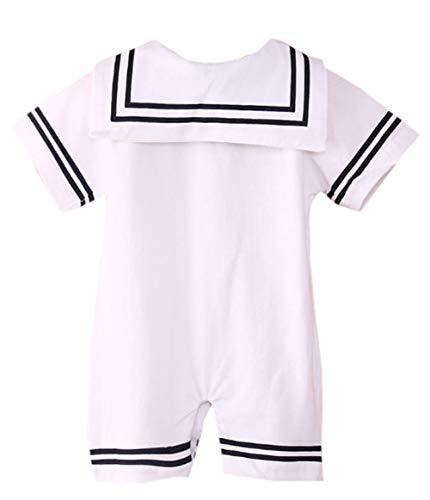 stylesilove.com Baby Boy Marine Sailor White Short Sleeve Romper Onesie Outfit Holiday Special Occasion Baby Clothing