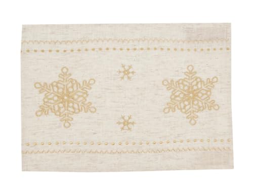 Fennco Styles Metallic Gold Embroidered Snowflake Christmas Table Runner 16" W x 72" L