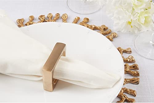 Fennco Styles Rectangle Aluminum Napkin Rings, Set of 4 - Black Metal Decorative Napkin Holders for Home, Dining Room, Banquet, Family Gathering, Holiday and Special Occasion