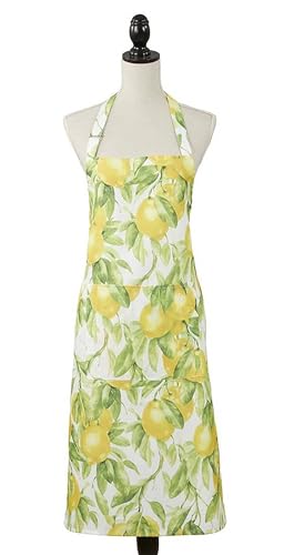 Fennco Styles Printed Lemon Kitchen Home Apron 24" W X 36" L - Multicolored Full Size Cooking Apron for Everyday Use, BBQ Parties, Holidays and Family Gatherings