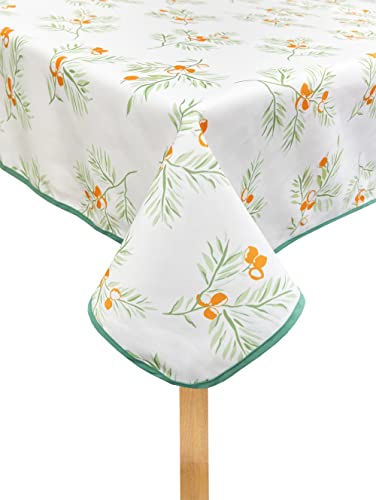Fennco Styles Garden Floral Print Tablecloth 55" W x 55" L - Yellow Flowers Wrinkle-Free Washable Table Cover for Everyday Use, Banquets, Holidays, Indoor Outdoor Events and Special Occasions