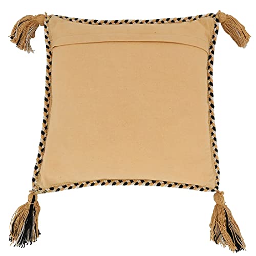 Fennco Styles Braided Broder Tassel Cotton Decorative Throw Pillow 18" W x 18" L - Woven Square Cushion for Home, Couch, Living Room, Bedroom, Office and Holiday Décor