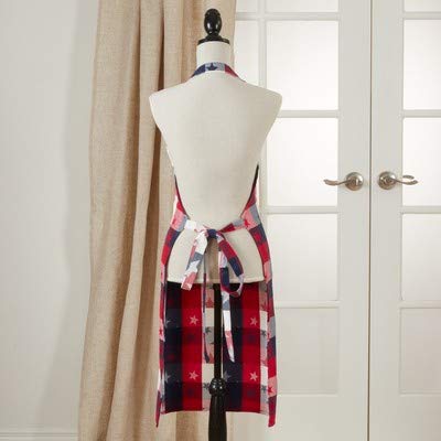 Fennco Styles Checkered Stardom Collection Traditional Plaid Cotton Blend 24 x 36 Inch Apron – Multicolored Adjustable Tie Apron for Home and Kitchen, National Holidays, BBQ Party