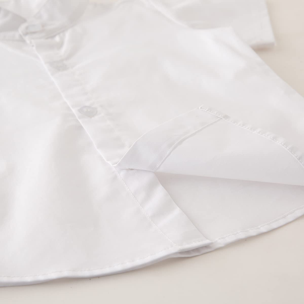 stylesilove Toddler Boys Band Collar Short Sleeve White Cotton Button Down Shirt for Casual, Formal Event, Special Occasions