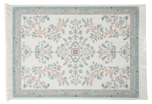 Fennco Styles Antique Turkish Printed with Fringe Placemats 14" W x 19" L, Set of 4 - Brown Oriental Woven Table Mats for Dining Room, Banquets, Family Gatherings, and Holidays