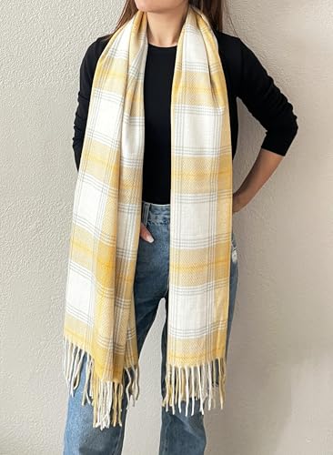 stylesilove Women Classic Plaid Fringe Cashmere Scarf Warm Ultra Soft Scarves Shawl Neck Wraps for All Season, 6 Colors