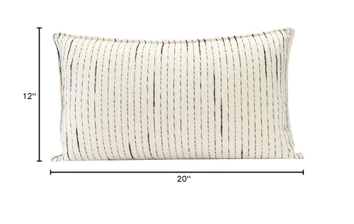 Fennco Styles Black Stripe Chenille Decorative Filled Throw Pillow - White Woven Soft Cushion for Home, Couch, Bedroom, Living Room and Office Décor