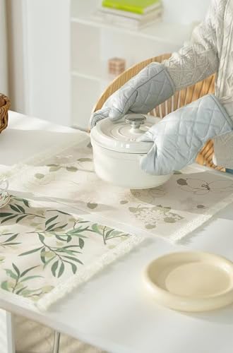 Fennco Styles Wildflowers Printed with Fringe Placemats 14" W x 19" L, Set of 4 - Pink Floral Table Mats for Dining Room, Banquets, Family Gatherings, and Holidays