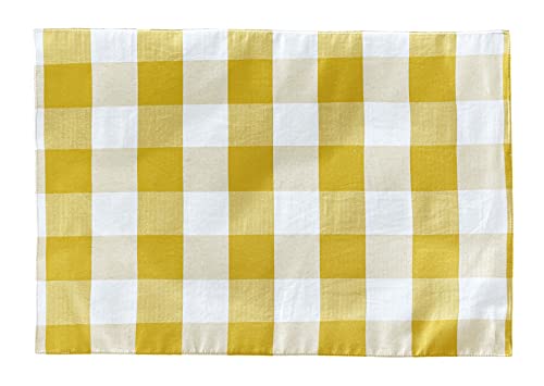 Fennco Styles Classic Buffalo Check Cotton Blend Table Runner 16" W x 36" L - Yellow Holiday Table Cover for Banquets, Christmas, Special Events and Home Décor