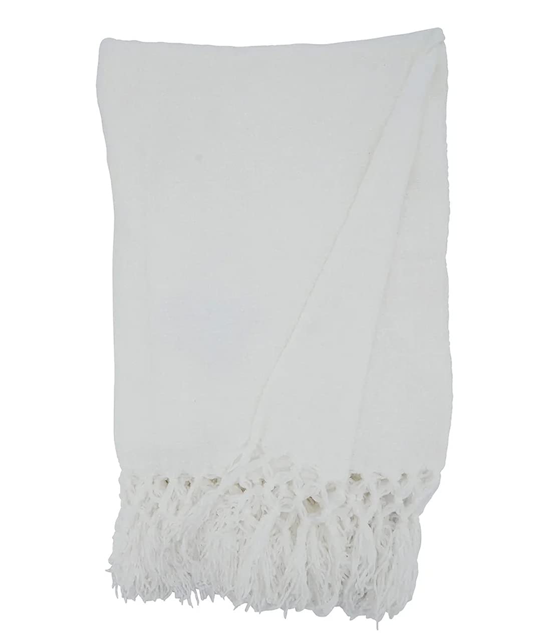 Fennco Styles Hand Knotted Chenille Throw 50" W x 60" L - Solid Throw Blanket for Couch, Living Room, Bedroom, Christmas, Holiday and Home Décor