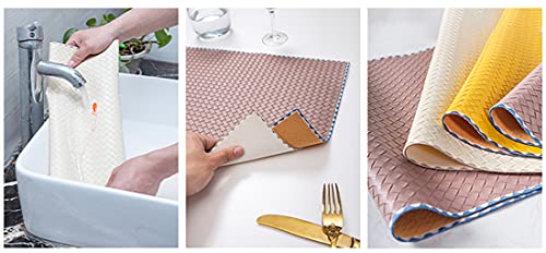Fennco Styles Modern Basket Weave Placemats 13" W x 18" L, Set of 4 - Woven Table Mats Heat Resistant Insulation Anti-Slip for Home, Boho Décor, Dining Table, Banquets and Special Events