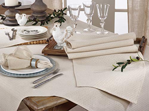 Fennco Styles Classic Chenille Jacquard Table Linen Collections, Home Decor, Everyday Use, Natural